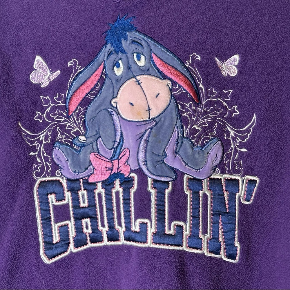 Disney Eeyore‎ Chillin Hoodie Sweatshirt Kangaroo Pocket Pompons Women’s L Soft - Picture 4 of 11